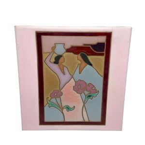 Maidens W/ Mesa Southwestern Style Decorative Tile Trivet Vintage 80s Arius